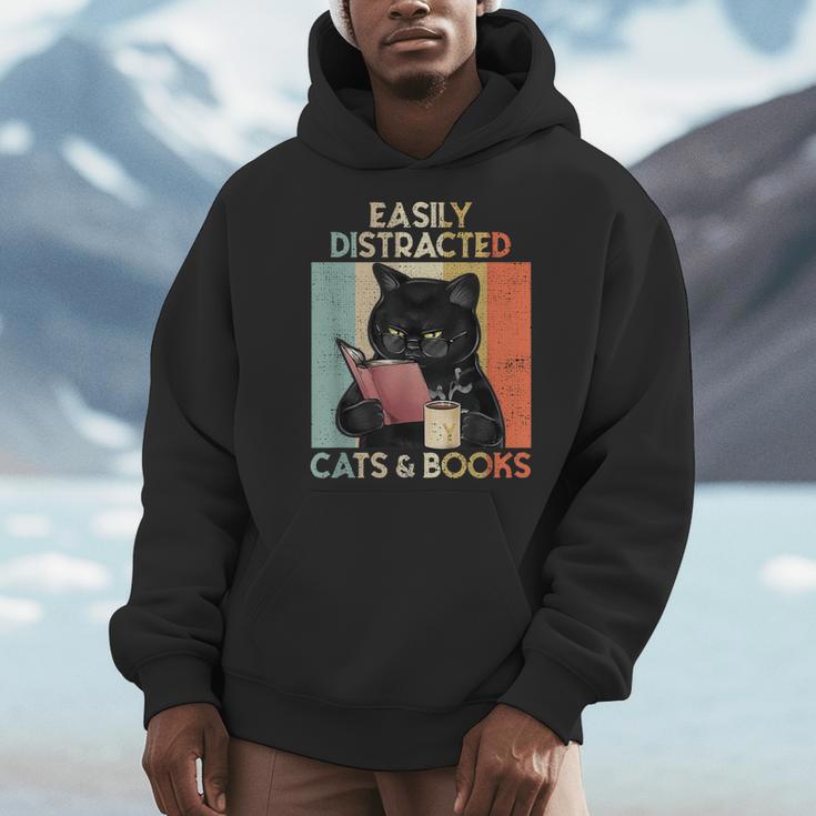 Easily Distracted By Cats And Books For Cat Lovers For Men Women Girls Kids Men Hoodie Easily Distracted By Cats And Books For Cat Lovers For Men Women Girls Kids Men Hoodie