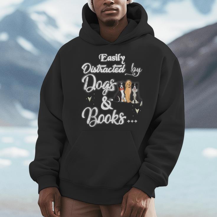 Easily Distracted By Dogs And Books Tee Men Hoodie