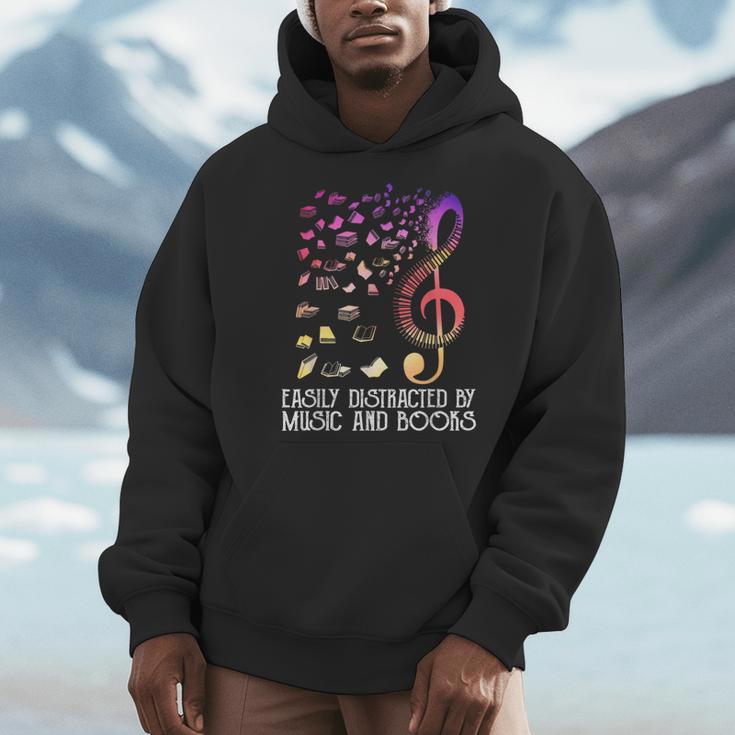 Easily Distracted By Music And Books For Book Lovers Men Hoodie Easily Distracted By Music And Books For Book Lovers Men Hoodie