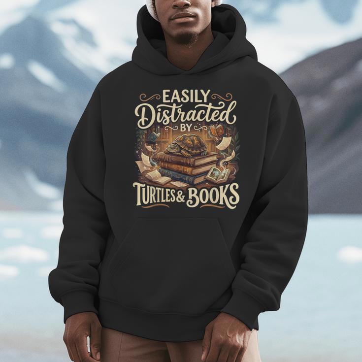 Easily Distracted By Turtles And Books Men Hoodie