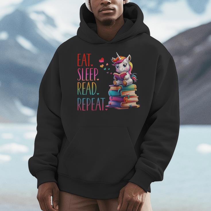 Eat Sleep Read Repeat Unicorn Read Book Reading Lovers Kids Men Hoodie