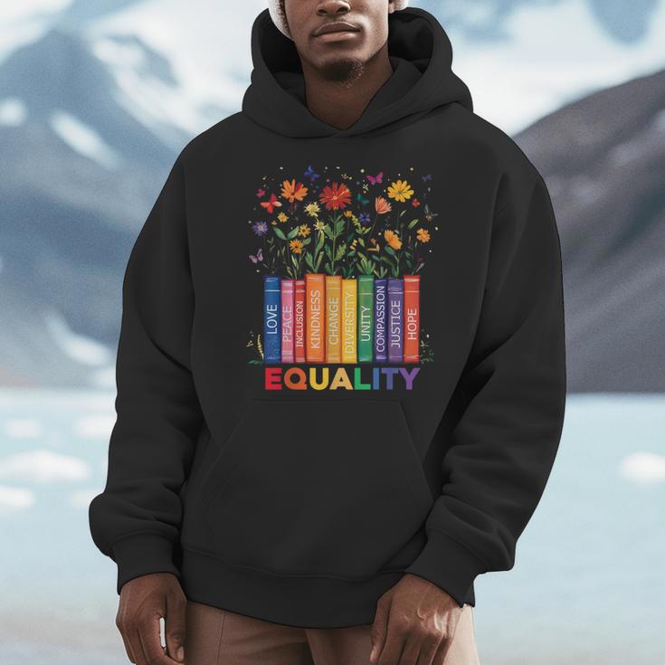 Equality Book Flower Peace Love Kindness LGBTQ Pride Men Hoodie
