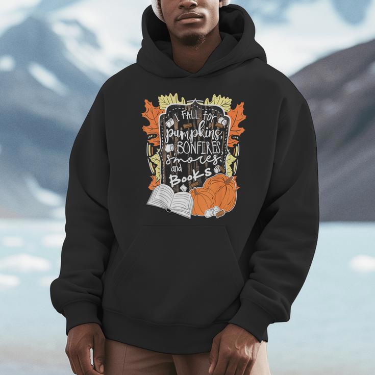I Fall For Pumpkins Bonfires S'Mores Books Halloween Reader Men Hoodie