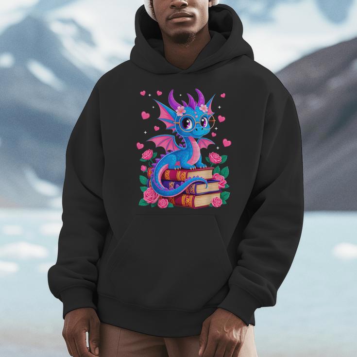 Fantasy Dragon Reading Books Bookworm Men Hoodie