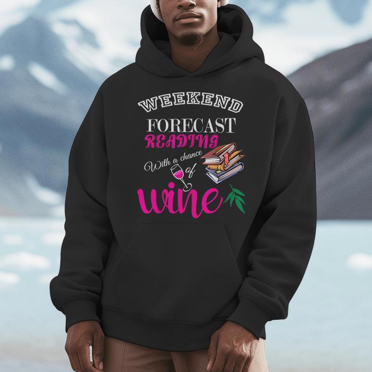 Weekend Forecast Reading With a Chance Of Wine Book Humor Men Hoodie Weekend Forecast Reading With a Chance Of Wine Book Humor Men Hoodie