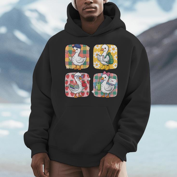 Goose Teacher Back To School Goose Books Student Cute Men Hoodie