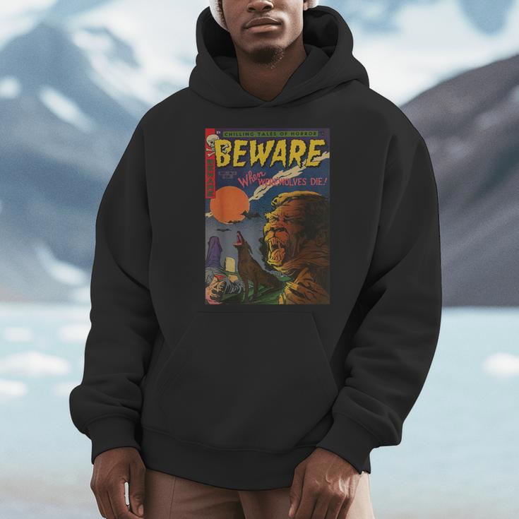 Halloween Horror Vintage Werewolf Comic Book Retro Men Hoodie