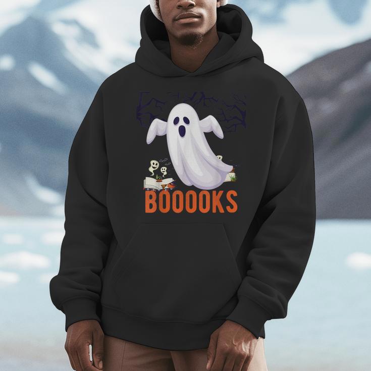 Halloween Teacher Librarian Books Reading Ghost Pun BOOOOKS Men Women Kids Men Hoodie
