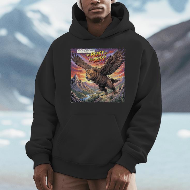 Hawk Bear Hybrid Comic Book Style Men Hoodie
