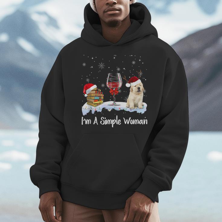 I'm Simple Woman Books Wine Golden Retriever Dog Lover Xmas Men Hoodie