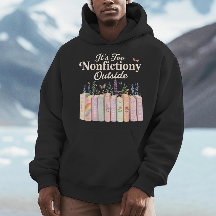 It's Too Nonfictiony Outside Retro Books With Flowers Men Hoodie