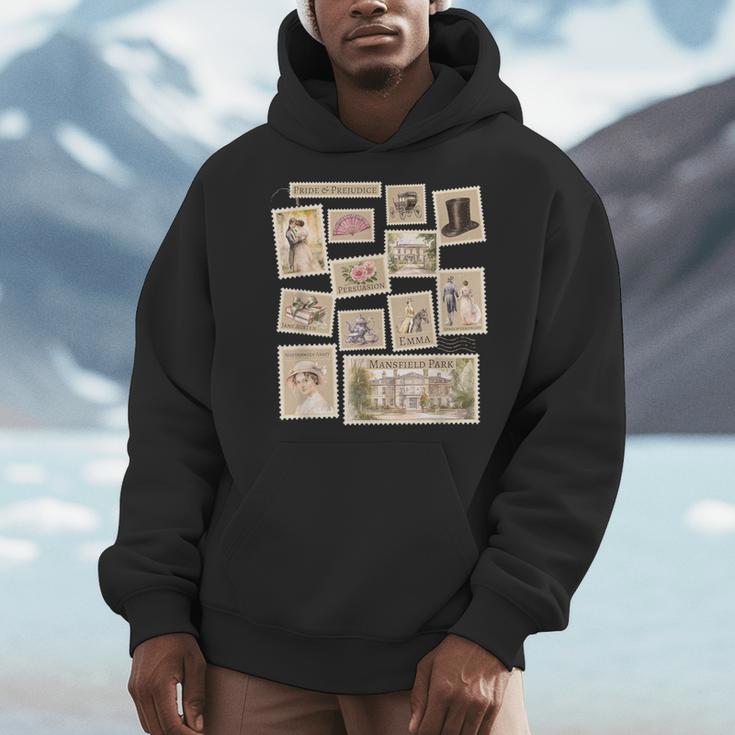 Jane Austen Book Classic Literature Stamp Collage Men Hoodie