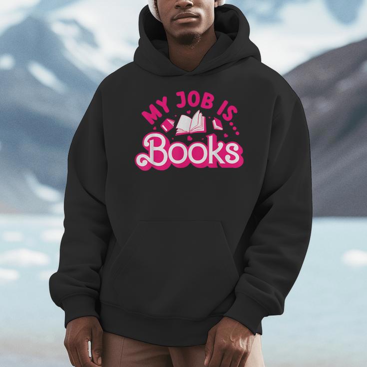 My Job Is Books Pink Retro Book Lovers Women Librarian Men Hoodie