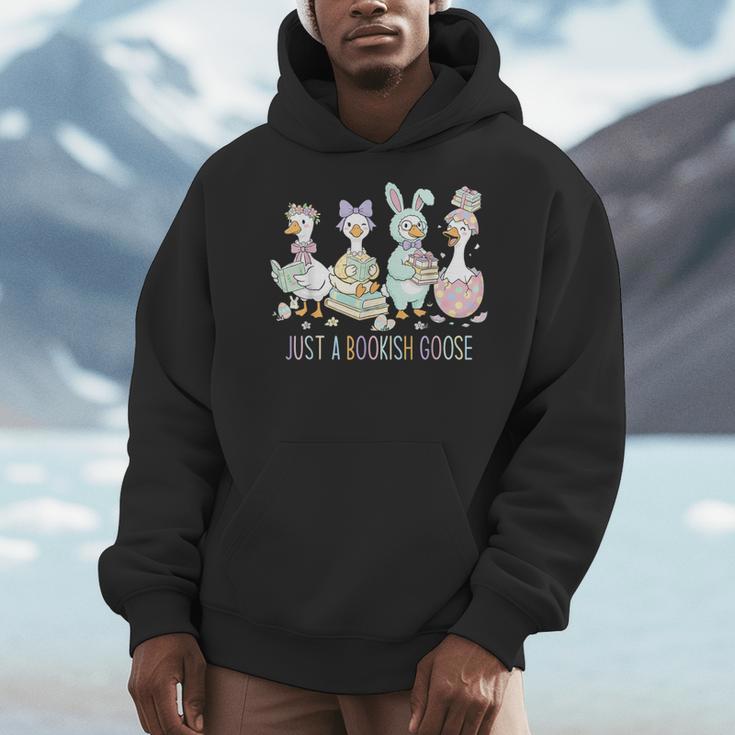 Just A Bookish Goose Bunny Easter Day Reading Book Lover Men Hoodie