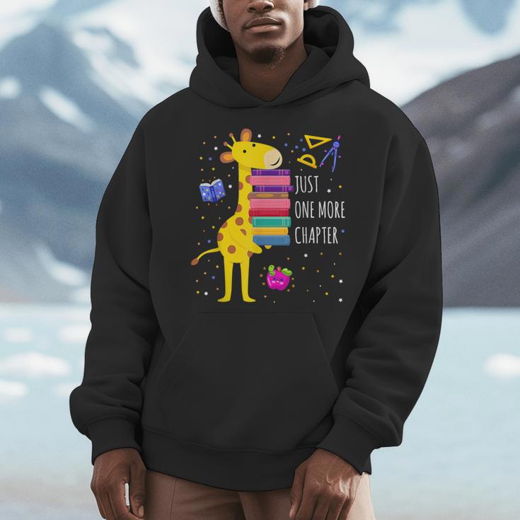 Just One More Chapter Cute Giraffe Book Reading Nerd Men Hoodie