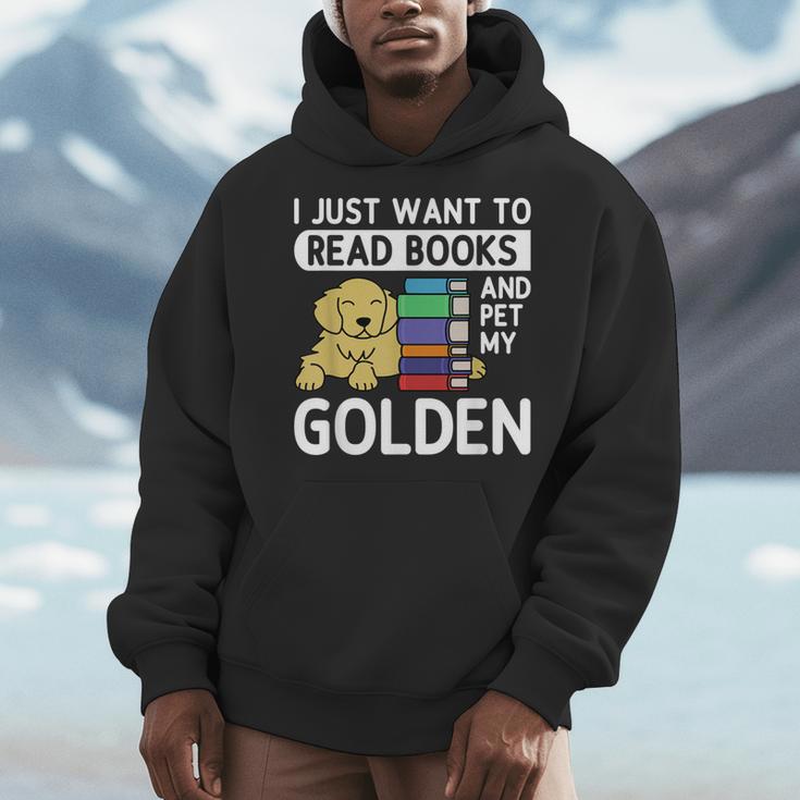 I Just Want To Read Books Golden Retriever Dog Men Women Kids Men Hoodie