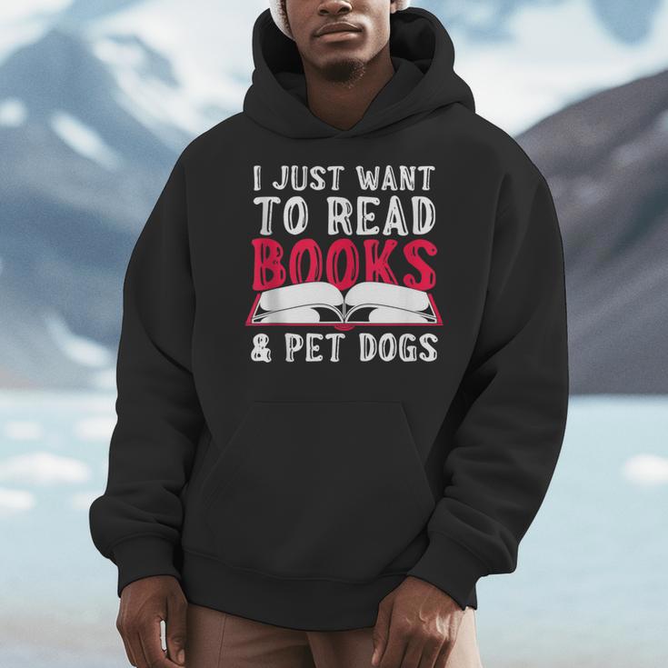 I Just Want To Read Books And Pet Dogs Cute Animal Reading Men Hoodie