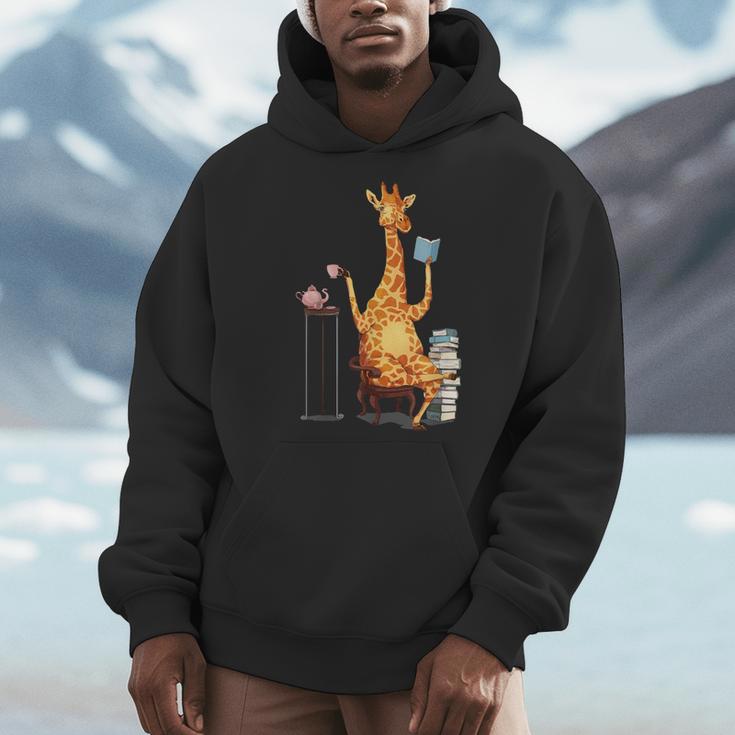 Kawaii Cute Giraffes Books And Tea Women's Men Hoodie