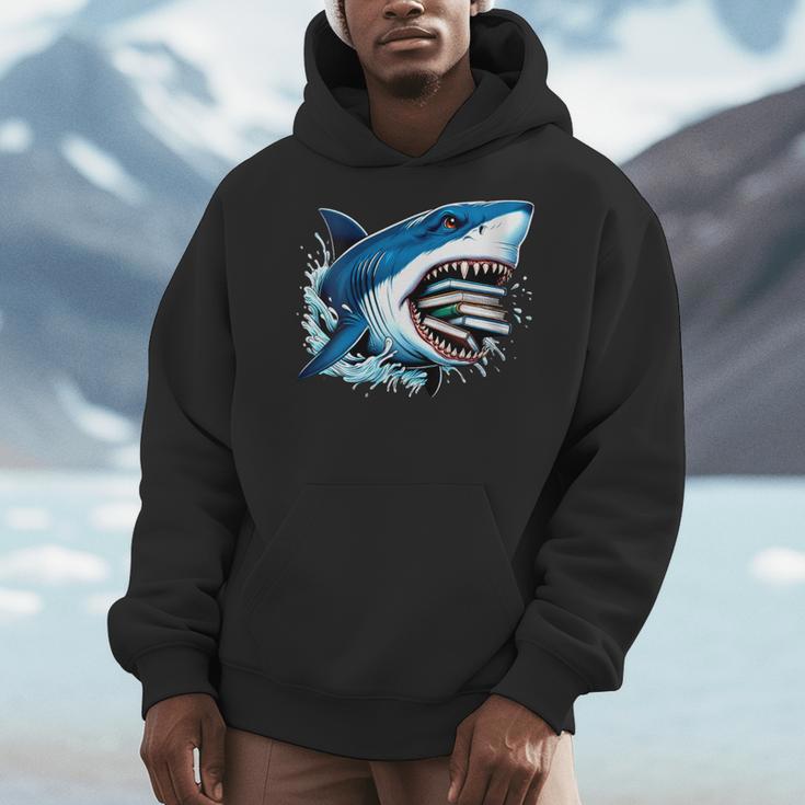 Kids Shark With School Books Back To School Shark Lovers Men Hoodie