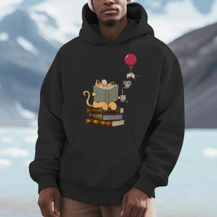 Kittens Cats Tea Books And Balloon Men Hoodie