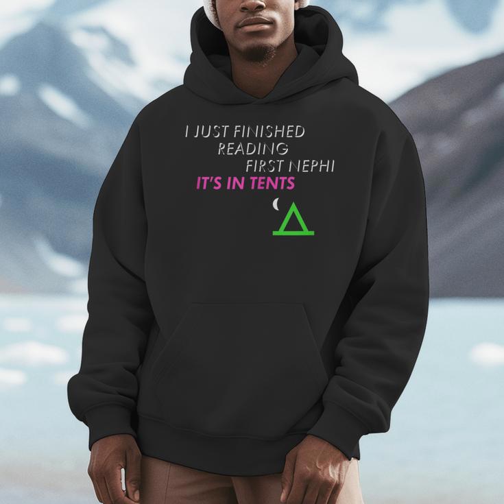 LDS 1st Nephi Pun Book Of Mormon Joke In Tents Men Hoodie LDS 1st Nephi Pun Book Of Mormon Joke In Tents Men Hoodie