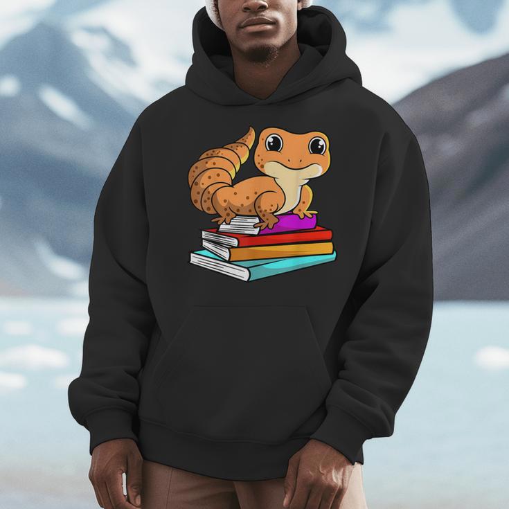 Leopard Gecko With Book Lizard Reptile Lover Men Hoodie Leopard Gecko With Book Lizard Reptile Lover Men Hoodie