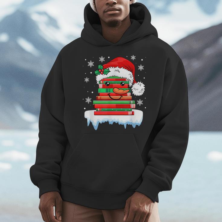 Librarian Book Santa Hat Reader Snow Pajamas Christmas Men Hoodie