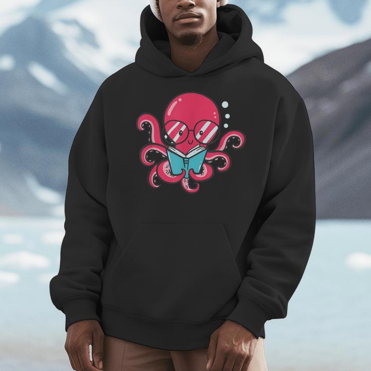Librarian Book Sea Ocean Giant Squid Reading Octopus Men Hoodie