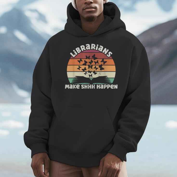 Librarians Make Shhh Happen Open Book Librarian Men Hoodie