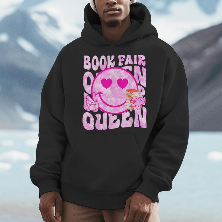 Library Book Fair Queen Vibe Groovy Tie Dye School Reading Men Hoodie