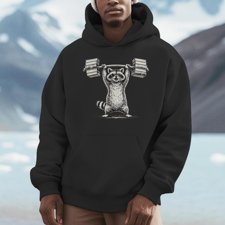 I Lift So I Can Carry More Books Raccoon Reader Workout Men Hoodie