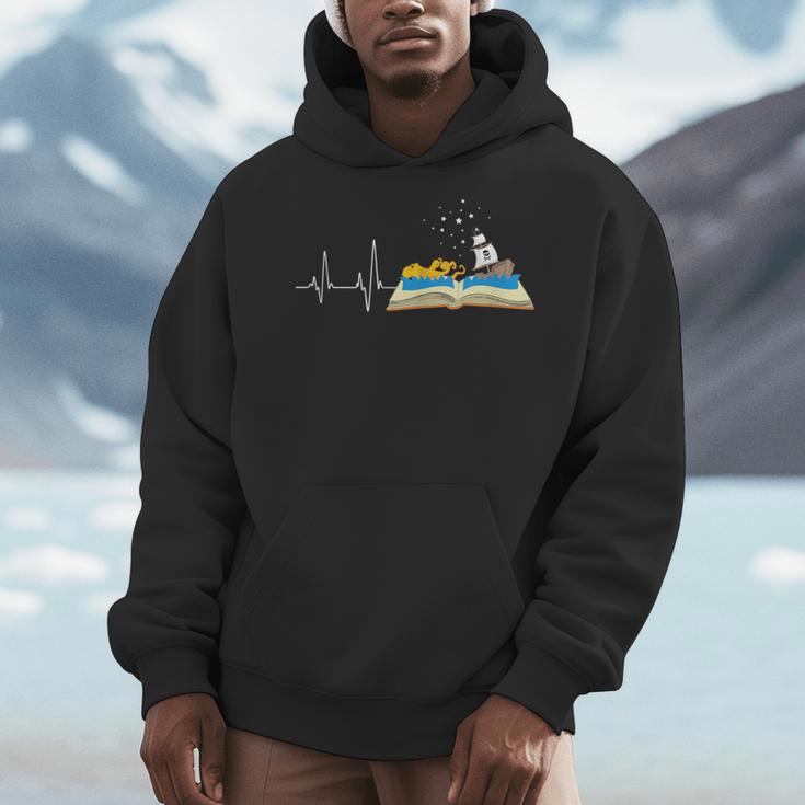 Love Books Heartbeat Reading Book Bibliophile Avid Reader Men Hoodie
