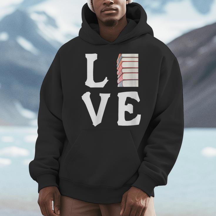Love Books Stack Literature Reading Themed Pictograph Men Hoodie Love Books Stack Literature Reading Themed Pictograph Men Hoodie