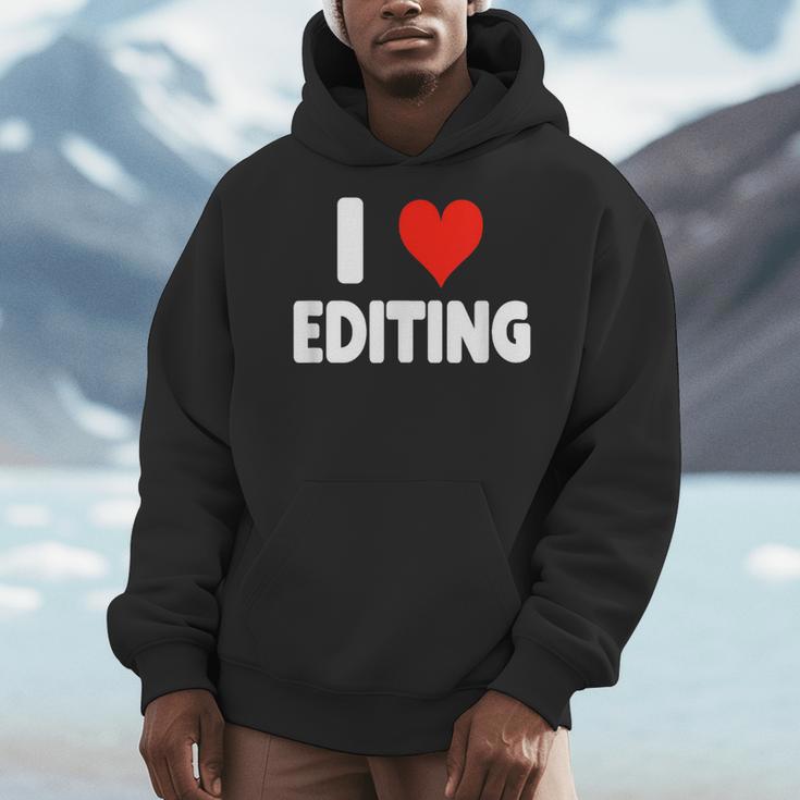 I Love Editing Heart Movie Film Newspaper Journalism Book Men Hoodie