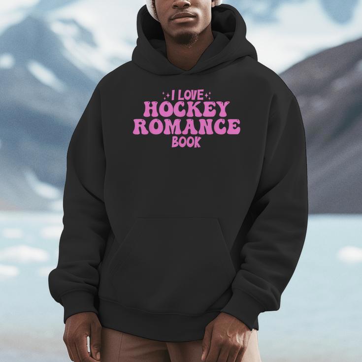 I Love Hockey Romance Book Hockey Lover Bookish Quote Men Hoodie