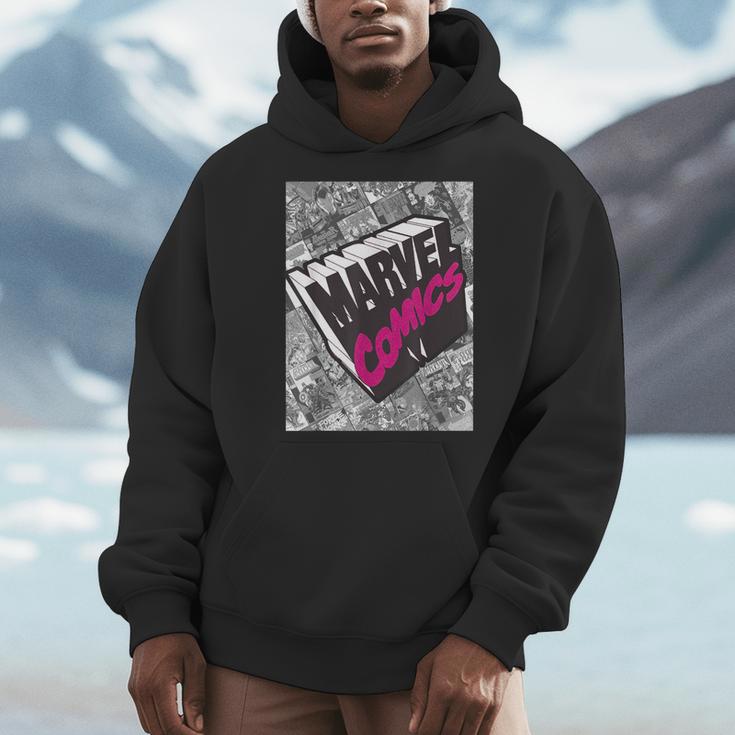 Marvel Comics Logo Comic Book Fill Panel Men Hoodie