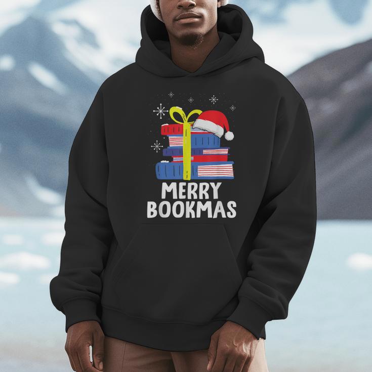 Merry Bookmas Christmas Bookworm Xmas Book Lover Reading Men Hoodie