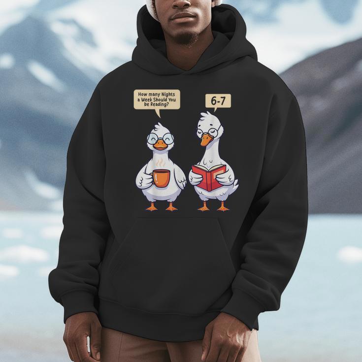 How Many Nights Reading Goose Book Lover Reader Men Hoodie How Many Nights Reading Goose Book Lover Reader Men Hoodie