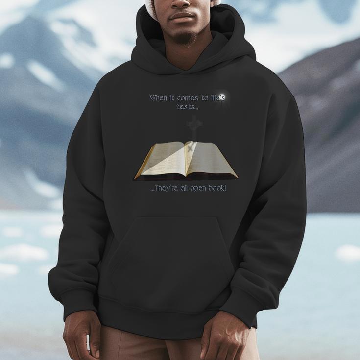 Open Book Faith Christian Cross Light Bible Men Hoodie