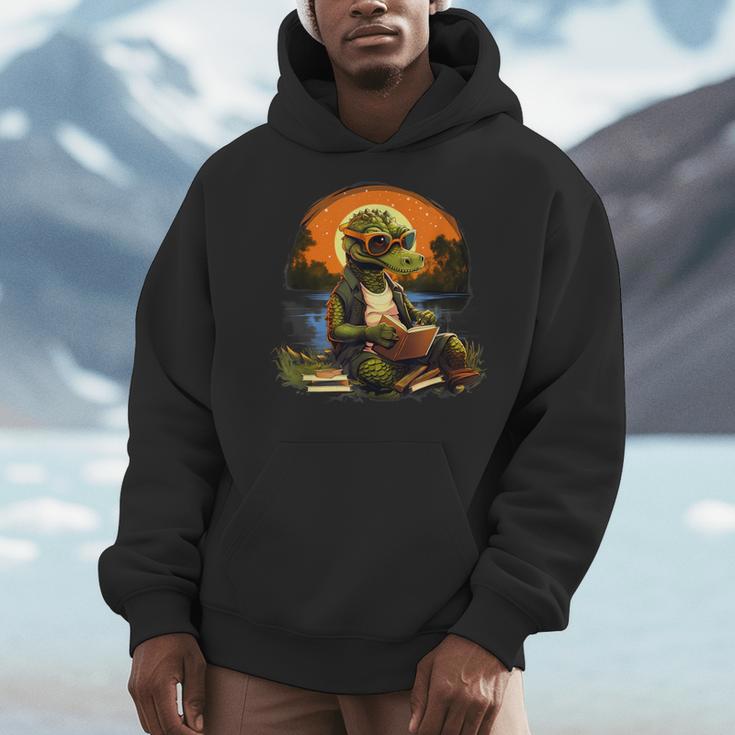 Outdoors Alligator Reading Book Men Hoodie Outdoors Alligator Reading Book Men Hoodie