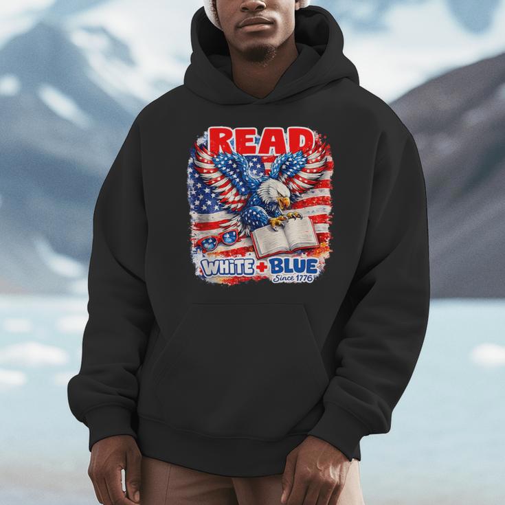 Patriotic Eagle Reading Book Read Blue Since 1776 Men Hoodie