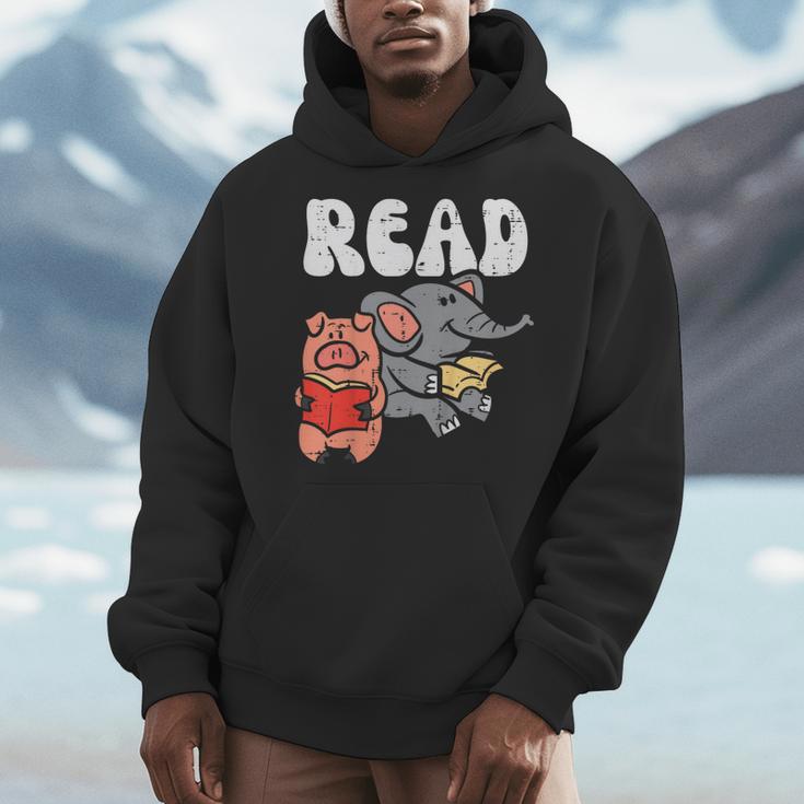 Pig Elephant Reading Cute Book Lover Bookworm Boys Girls Kid Men Hoodie Pig Elephant Reading Cute Book Lover Bookworm Boys Girls Kid Men Hoodie