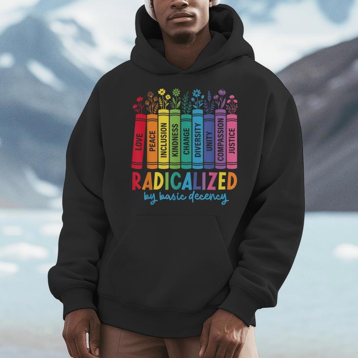 Radicalized By Basic Decency Rainbow Books LGBTQ Equality Men Hoodie