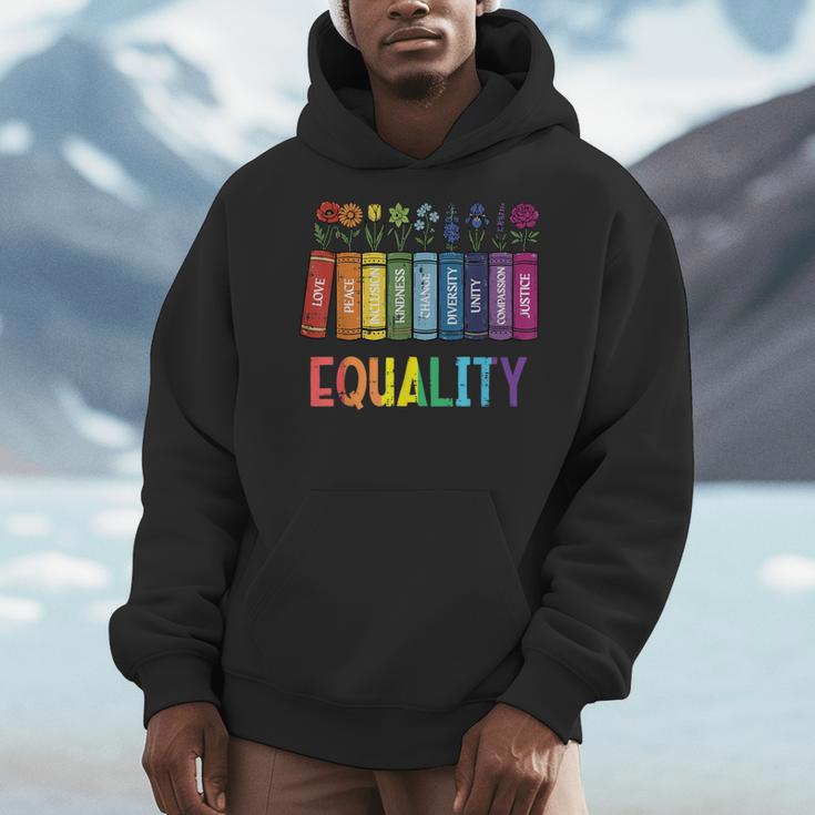 Rainbow Gay Books Flowers Equality LGBTQ Pride Women Men Men Hoodie