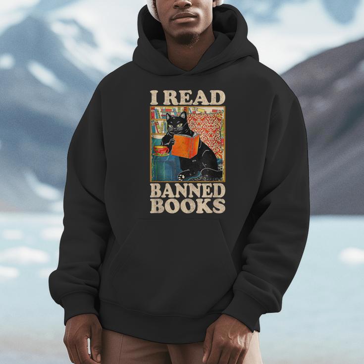 I Read Banned Books Cat Reader Bookworm Men Hoodie
