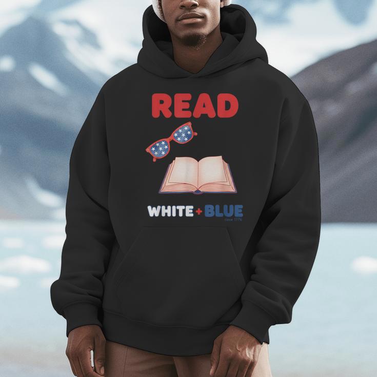Read Blue Patriotic Book Lover Girls Independence Men Hoodie