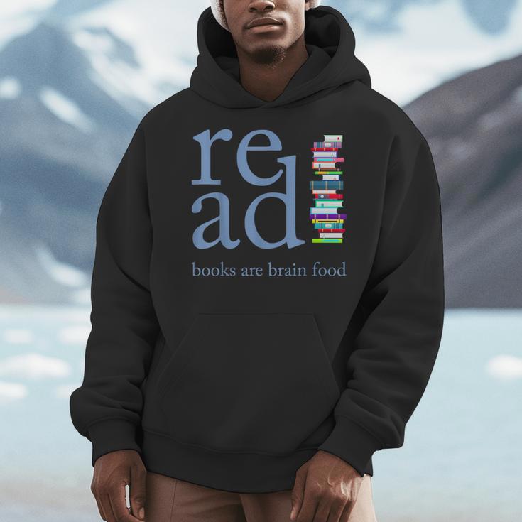 Read Because Books Are Brain Food Reading Rocks Literary Tee Men Hoodie