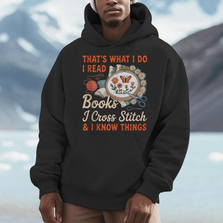 Read Books I Cross Stitch Sewing Stitcher Quilt Cross Stitch Men Hoodie