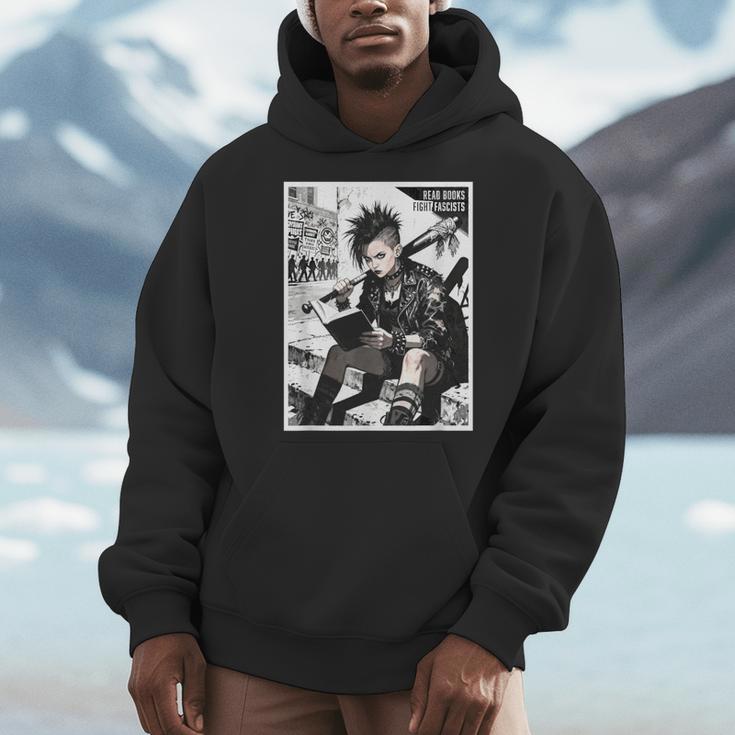 Read Books Fight Fascists Punk Girl Men Hoodie Read Books Fight Fascists Punk Girl Men Hoodie