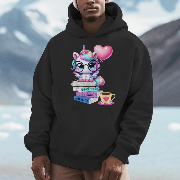 Read Books Be Kind Stay Weird Cute Unicorn Reading Librarian Men Hoodie Read Books Be Kind Stay Weird Cute Unicorn Reading Librarian Men Hoodie